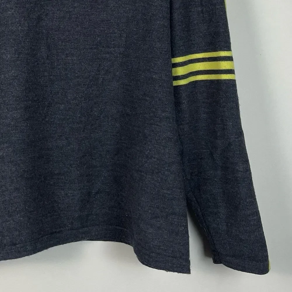 Neve Grey 100% Wool Long Sleeves Mock Neck Quater Zip Sweater‎ Size XL